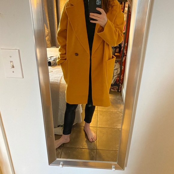 NWT - TOPSHOP Long Yellow Carly Slouch Peacoat (6) - Picture 13 of 16